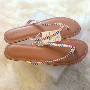 NWT Women's J. Crew Rainbow Striped Flip Flops | Size 10